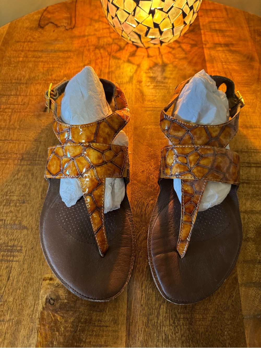 Very Volatile Brown Amber Textured T-Strap Sandals